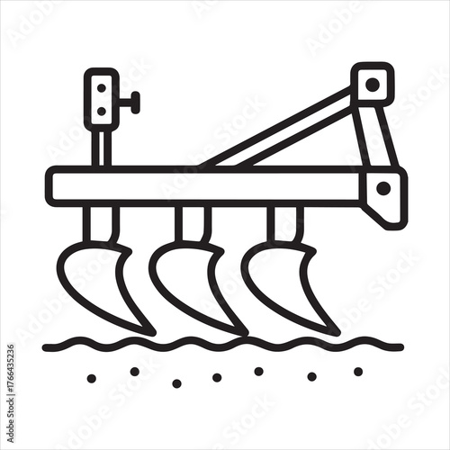 Plow tillage implement outline icon vector