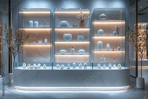 Minimalist beauty product display in luxury interior high resolution picture