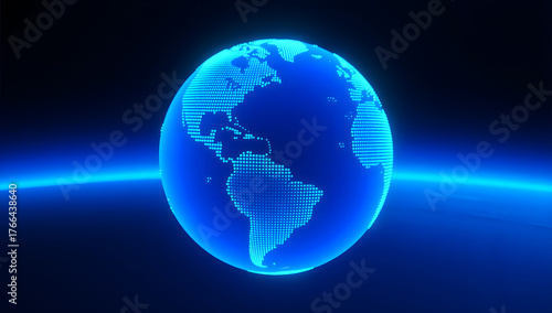 Big data technology background network creative picture, abstract planet particle PPT poster main visual background