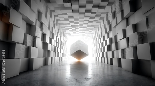 Fototapeta Naklejka Na Ścianę i Meble -  Modern 3d cube wall with textured surfaces high resolution picture