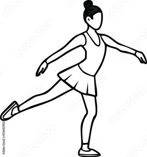 Elegant Ballet Dancer Performing Graceful Pose on One Leg with Arms Extended