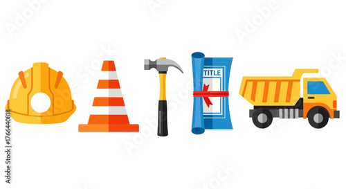 Construction Icons Set Flat Design