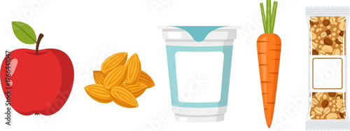 Healthy Snacks Variety Assortment Isolated on White