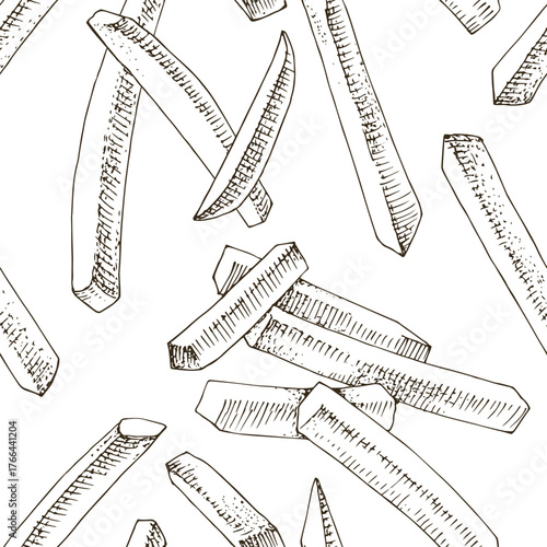 French fries vector seamless pattern