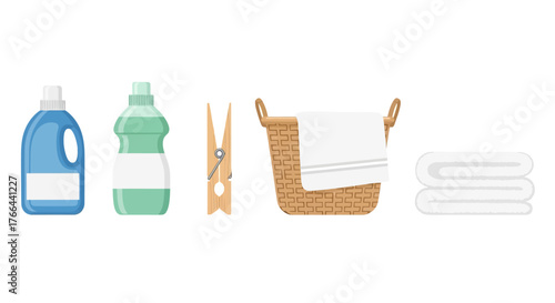 Laundry Day Essentials Flat Design Vector Illustration