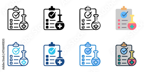 Lab test icon set multiple style collection 
