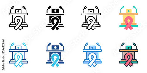 Medical conference icon set multiple style collection 
