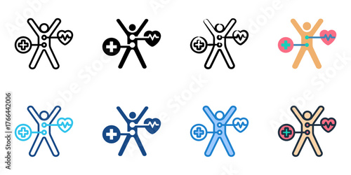 Health check up icon set multiple style collection 
