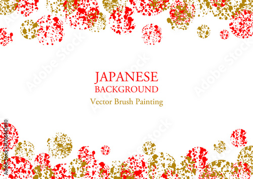 金と朱色の華やかな和柄のベクター壁紙