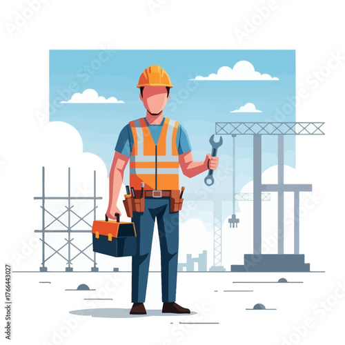 Construction worker with helmet