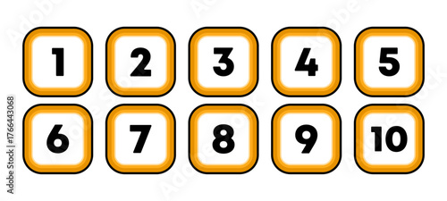 Minimal Numeric Icons Set,Numbers 1 to 10 in Square Shape