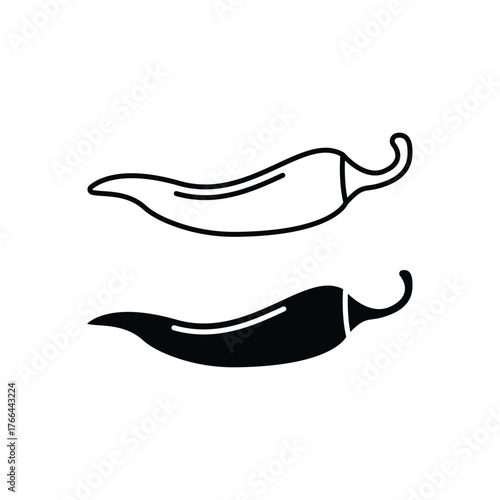 Chili icon symbol vector. black and white vector set.