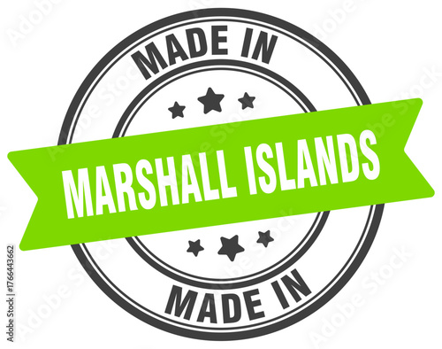 Made in Marshall Islands round sign. Made in Marshall Islands stamp.