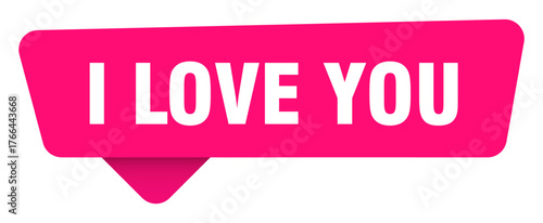 i love you magenta sticker isolated on transpatent background. i love you sign