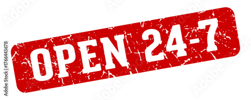 open 24 7 rectangular sign. open 24 7 stamp
