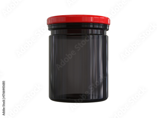 Multipurpose dark clear glass bottle with front red cap