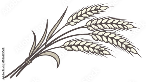 Illustration of Wheat Stalks in Neutral Colors on White Background