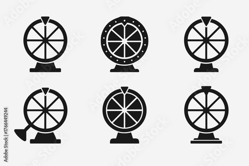 Roulette fortune spinning wheels flat icons casino money games or lucky vector elements. Wheel of fortune Icon. 