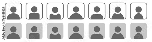 Set of placeholder headshot avatar, user profile vector icons