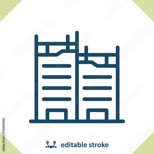 Construction Icon. Scaffolding, Buildings, Apartment Building, Office Buildings
