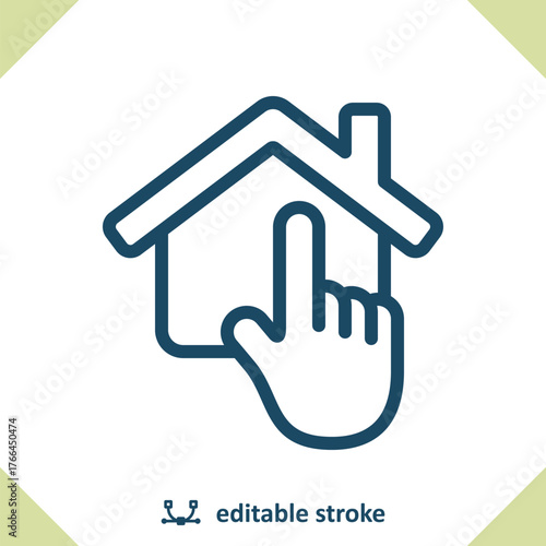 House, Hand Icon. Home, Finger, Real Estate