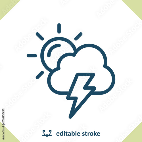 Storm Icon - Cloud, Lighting Bolt, Lightning Storm, Weather, Sun