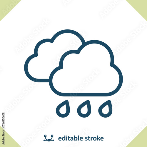 Raining Icon - Rain, Weather, Cloud, Cloudy, Raindrop, Droplet