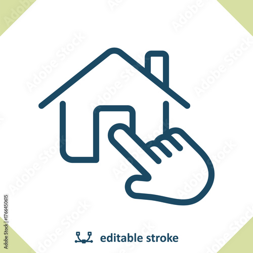 House, Hand Icon. Home, Finger, Real Estate