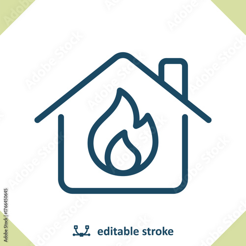 House Icon. Gas, Flame, Fire, Home Insurance