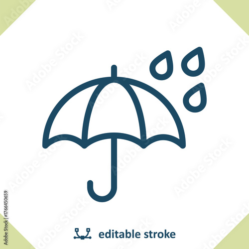 Umbrella, Rain Icon. Raining, Weather, Raindrop, Droplet