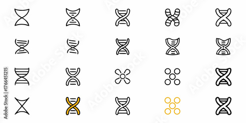 Modern DNA Helix Icons for Science and Healthcare Projects, Clean Vector Graphics for Websites, Presentations, and Educational Materials, Genetic Research