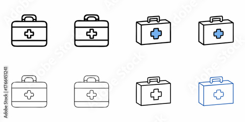 Essential first aid kit icons for emergency preparedness and medical assistance, promoting safety and well-being in healthcare and home safety initiatives