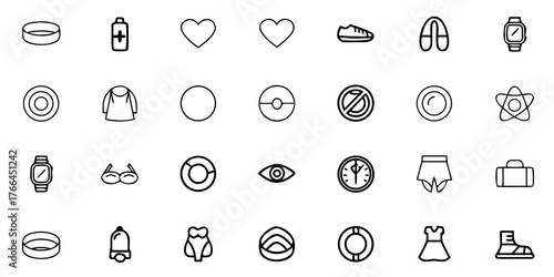 Outlined lifestyle icons collection for creative projects, perfect for website design and social media visuals, convey modern style with this versatile set