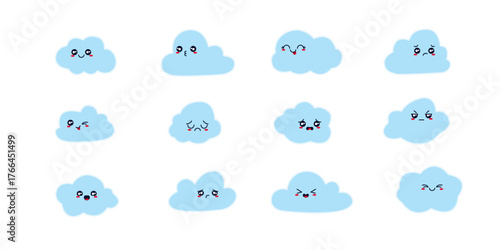 cartoon clouds with face expressions
