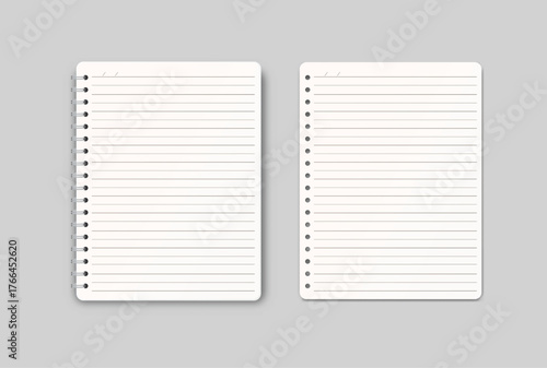 Vector realistic 3d spiral notebook sheets mockup with paper binder page for memo pads, isolated. For the business presentation journal, notepad, booklet, catalogue, publisher, advertising corporate
