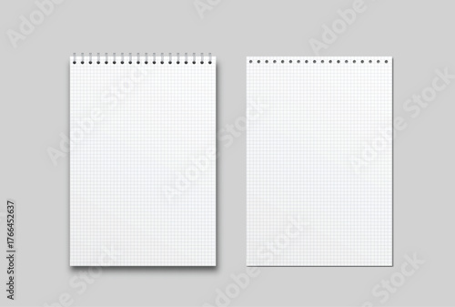 Vector realistic 3d spiral notebook sheets mockup with paper binder page for memo pads, isolated. For the business presentation journal, notepad, booklet, catalogue, publisher, advertising corporate
