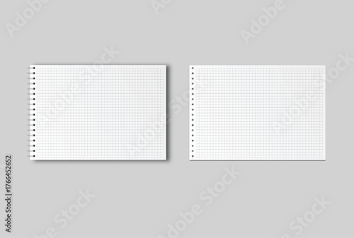 Vector realistic 3d spiral notebook sheets mockup with paper binder page for memo pads, isolated. For the business presentation journal, notepad, booklet, catalogue, publisher, advertising corporate
