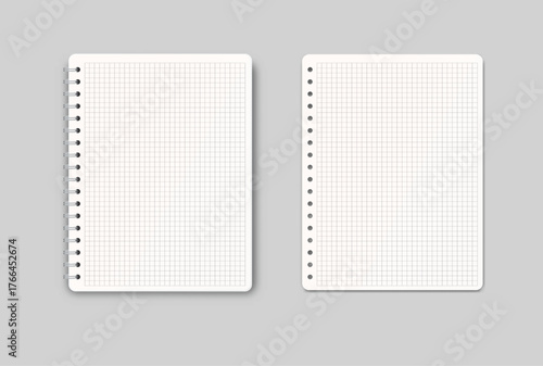 Vector realistic 3d spiral notebook sheets mockup with paper binder page for memo pads, isolated. For the business presentation journal, notepad, booklet, catalogue, publisher, advertising corporate
