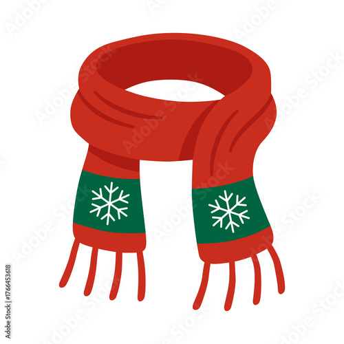 Christmas red green scarf illustration