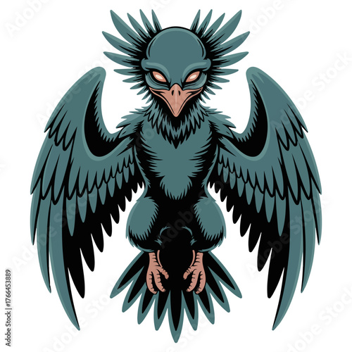 An illustration of a fierce eagle with an intense gaze, ready to take flight