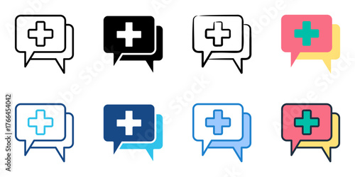 Medical consultation icon set multiple style collection 

