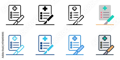 Surgical procedure icon set multiple style collection 
