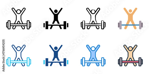 Fitness icon set multiple style collection 

