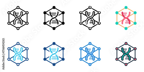 DNA sequencing icon set multiple style collection 
