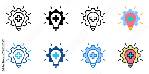Medical breakthrough icon set multiple style collection 
