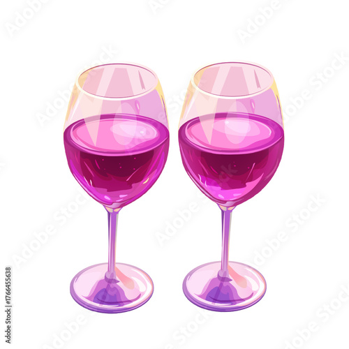 Two elegant crystal glasses of red and white wine reflect luxury and celebration as they stand isolated, showcasing the vibrant liquid and transparent beauty of the beverage for a high-end restaurant 