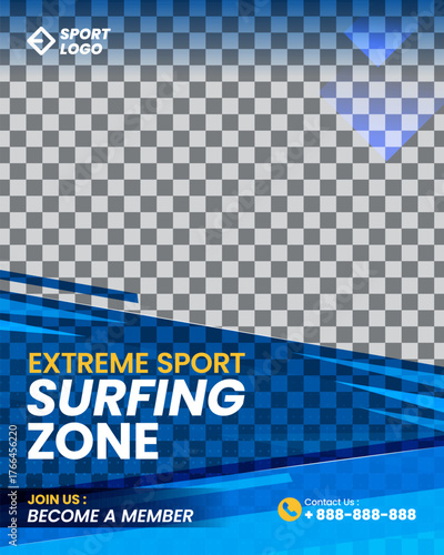 Extreme sport social media for instagram post and digital marketing