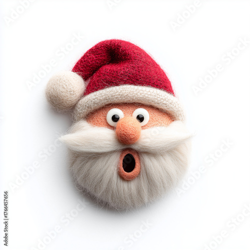 Santa Claus face ornament with surprised expression