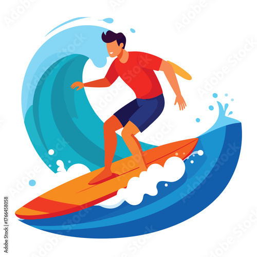 A surfer riding a large wave, enjoying the thrill of the ocean.