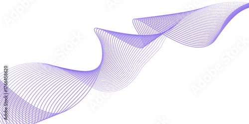 Flowing particles wave pattern, blue and purple gradient color isolated on white background. Vector in concept of AI technology, science, music, modern.